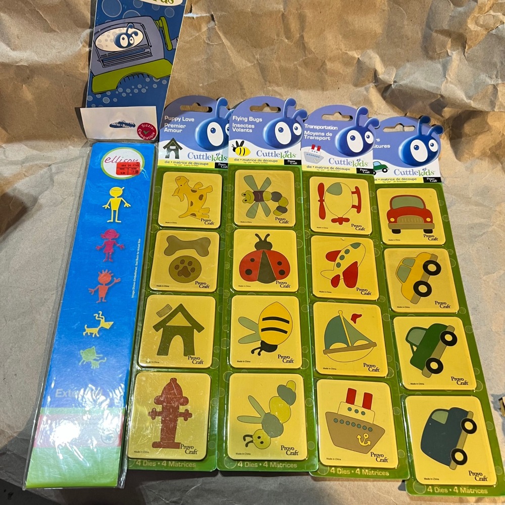 Provo Craft Cuttlekids Ellison Die Cutting Sets Puppy Bugs Cars Figures Lot 5